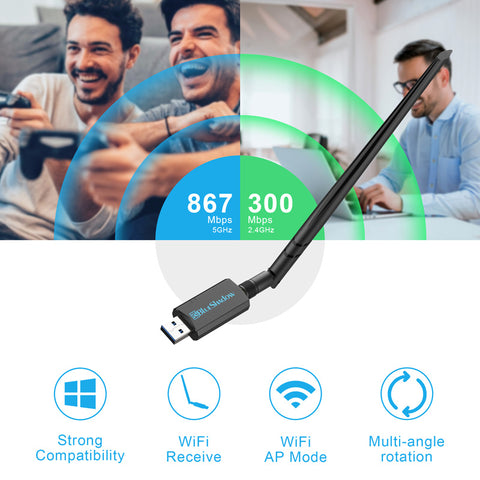 Blueshadow Wifi Adapter for Desktop With USB Wifi Antenna 1200Mbps