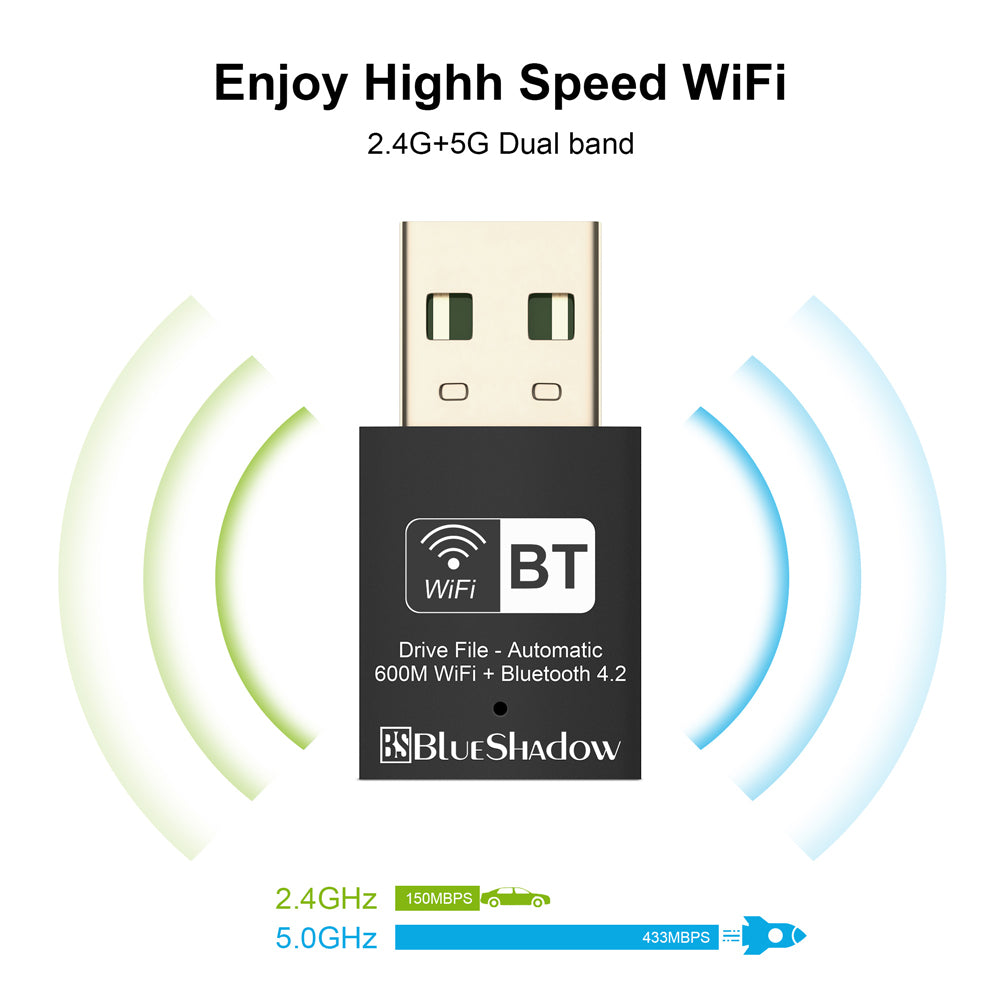 USB WiFi Bluetooth Adapter 2.4G/5G Network Adapter for Desktop PC Bluetooth  4.2