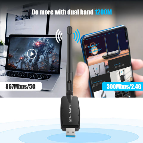 Blueshadow Bluetooth 4.1 Wireless Usb Wifi Adapter for PC 1200Mbps