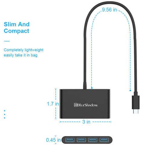 Blueshadow 4 in 1 USB Type C Hub | USB C Hub Adapter
