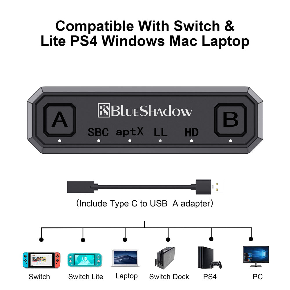 Adaptateur Bluetooth 5.0 Compatible avec Switch et Switch Lite